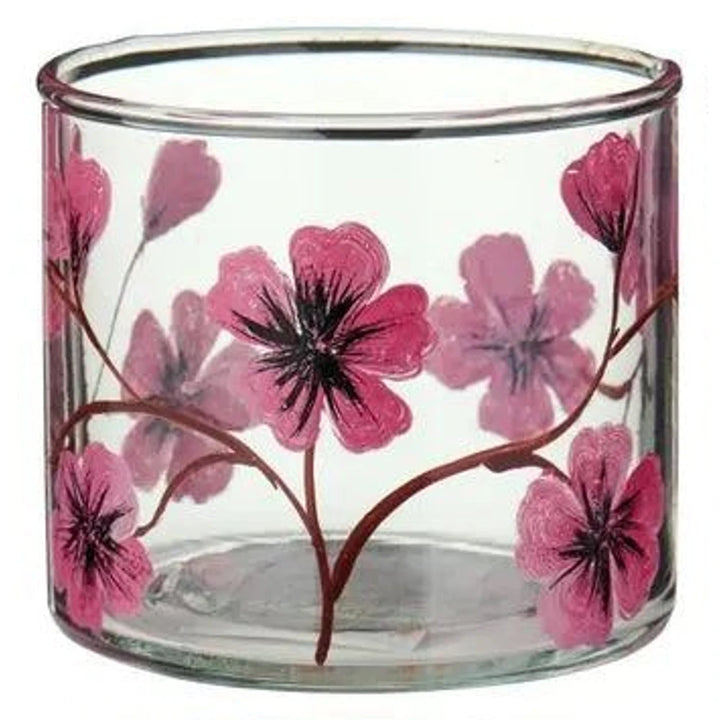 Ib Laursen - Kerzenhalter für Teelicht mit handgemalten Blumen — pink