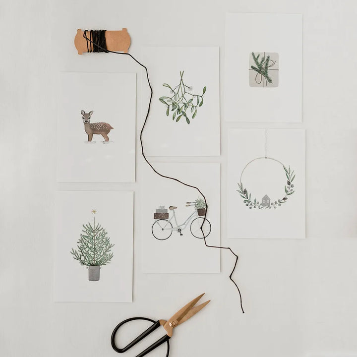 Eulenschnitt - Aquarellkarte Christmas Wreath