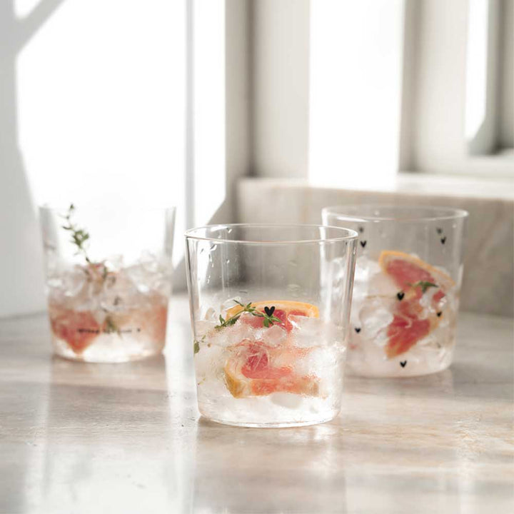 Bastion Collections - Becher aus Glas Herz Schwarz