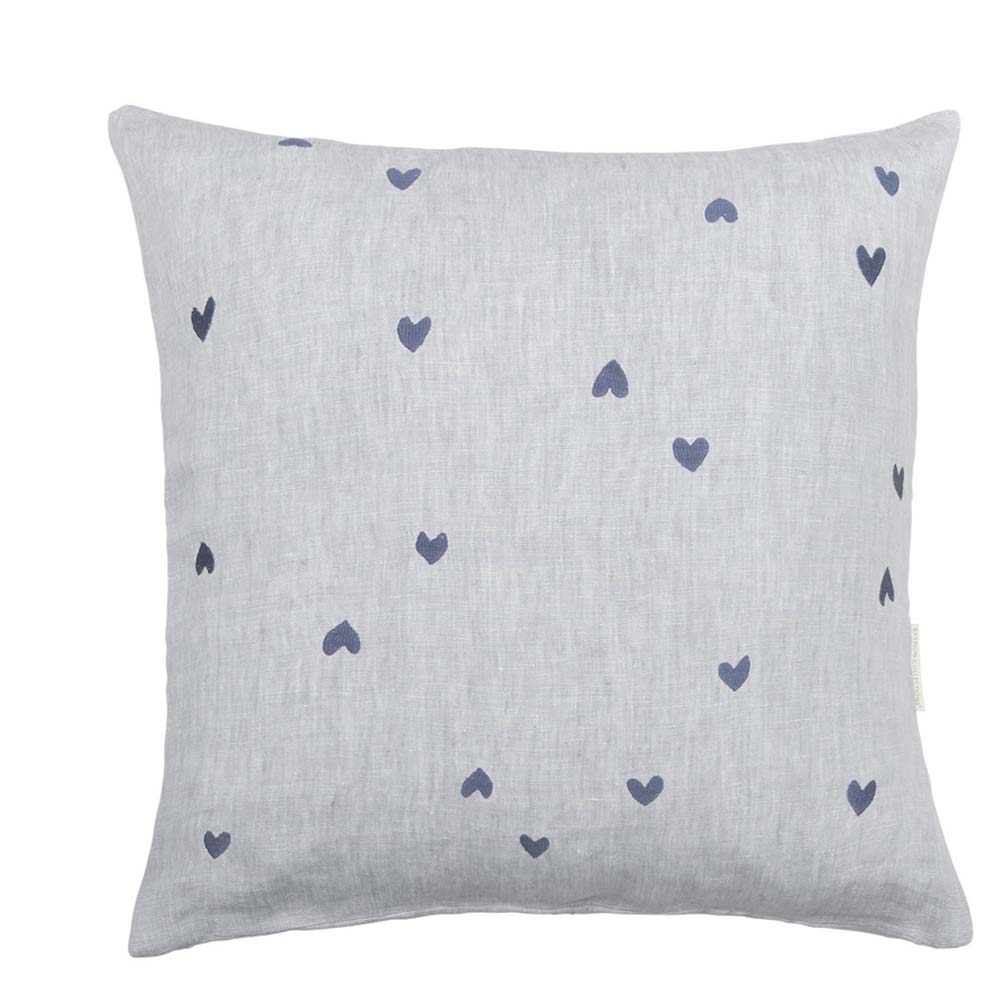 Bastion Collections - Kissenbezug mit Herzen Leinen 60x60 cm