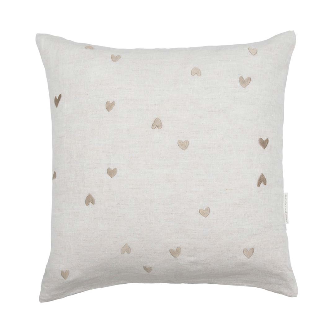 Bastion Collections - Kissenbezug mit Herzen Leinen 60x60 cm
