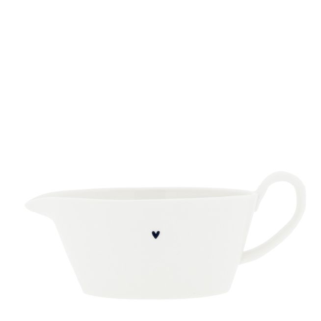 Bastion Collections – Sauciere Oval Weiß – mit Herz in Schwarz