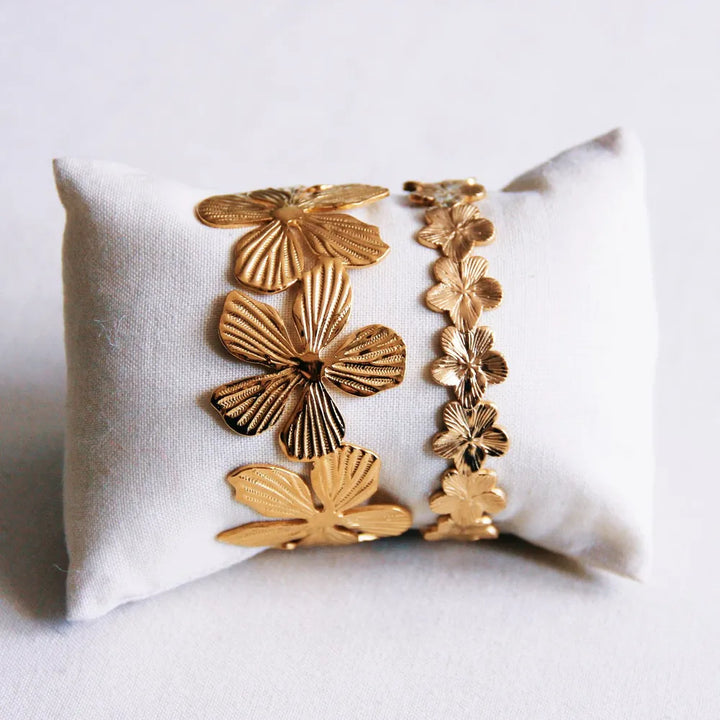 Bazou - Armreif XL Blumen - Gold