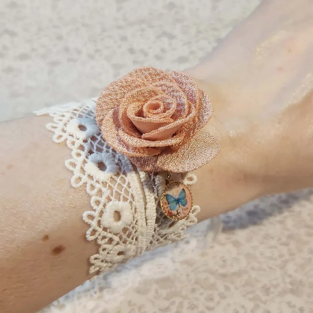 Lydée Déco - Bohemian Guipure-Spitzen Armband Fleur-de-Lace Schmetterling