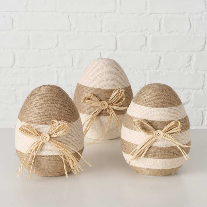 Boltze - Deko Ei im Naturlook mit Jute & Bast