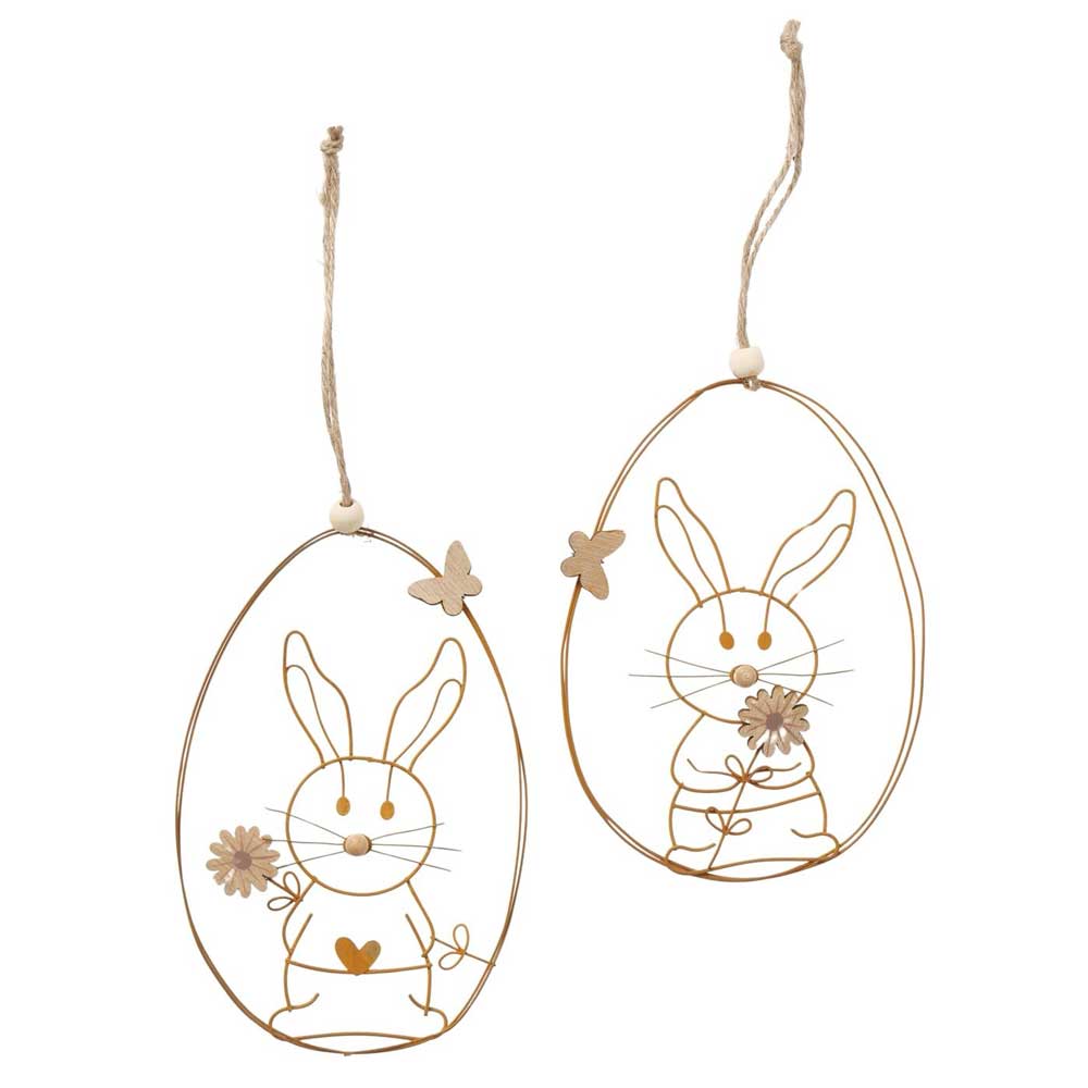 Boltze - Dekoanhänger Osterhase aus Metall & Holz