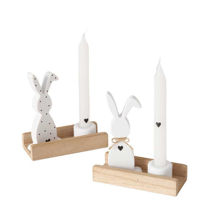 Boltze - Oster-Kerzenhalter Milly – Holz & Hase Deko mit Kerze