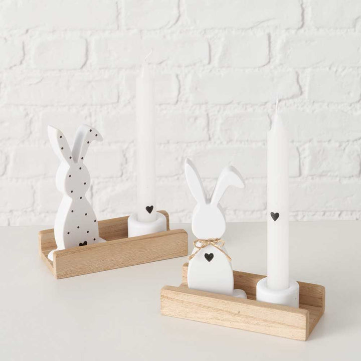 Boltze - Oster-Kerzenhalter Milly – Holz & Hase Deko mit Kerze
