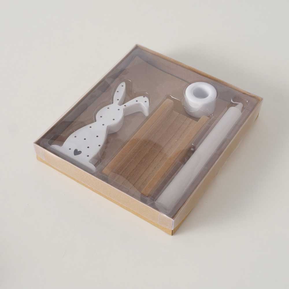 Boltze - Oster-Kerzenhalter Milly – Holz & Hase Deko mit Kerze