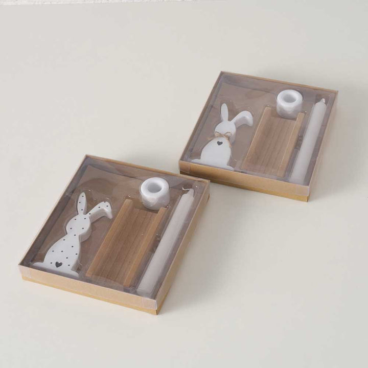 Boltze - Oster-Kerzenhalter Milly – Holz & Hase Deko mit Kerze
