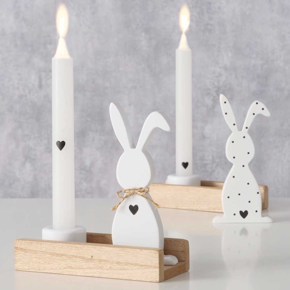 Boltze - Oster-Kerzenhalter Milly – Holz & Hase Deko mit Kerze