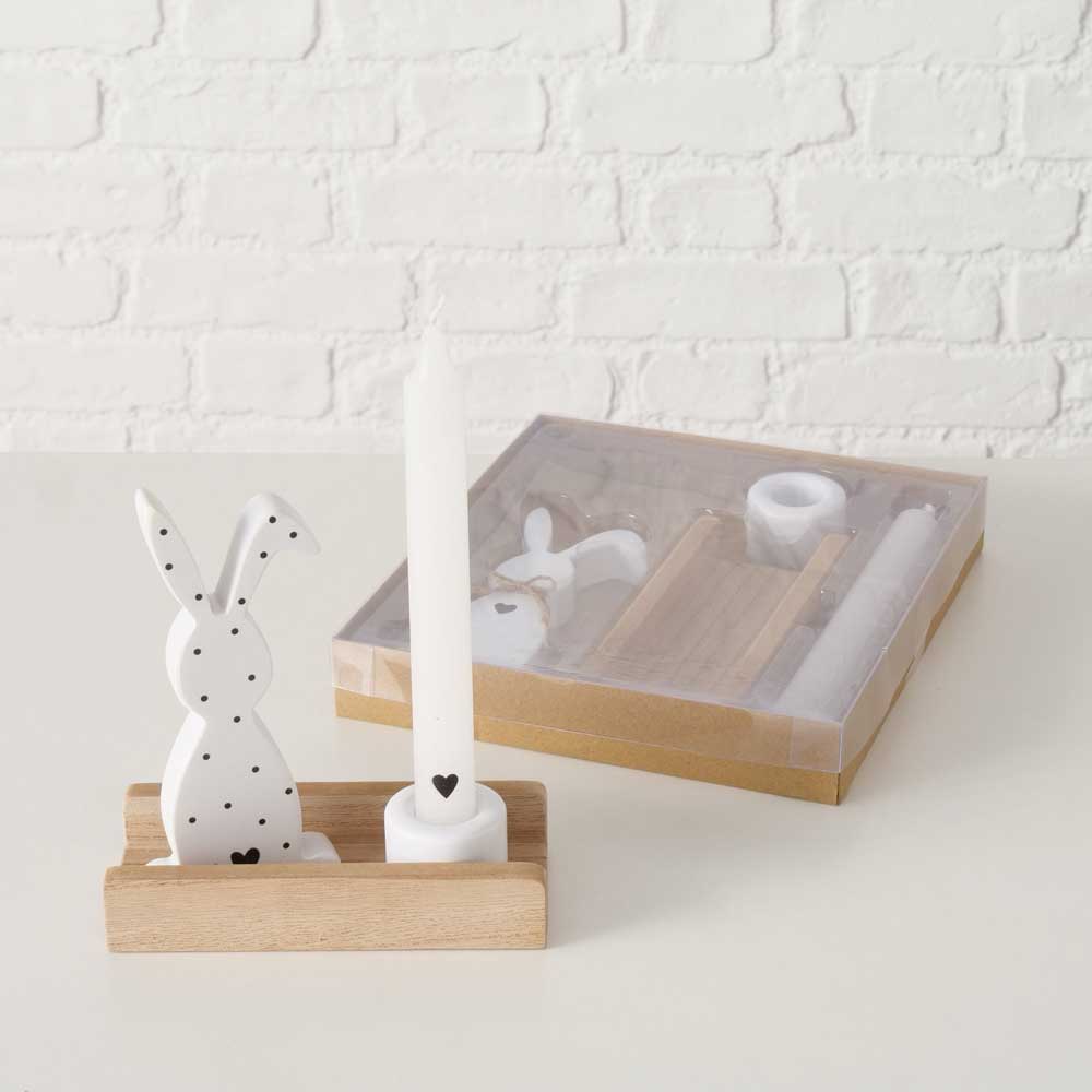 Boltze - Oster-Kerzenhalter Milly – Holz & Hase Deko mit Kerze