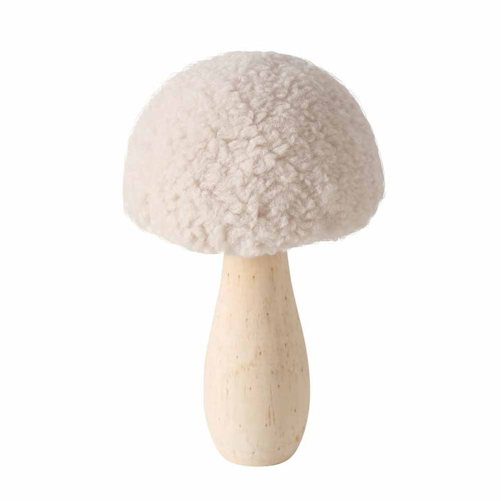Der Boltze - Pilz Deko Teddy hat ein pilzförmiges Design mit einem strukturierten, flauschigen Hut und einem glatten, hellen Stiel.