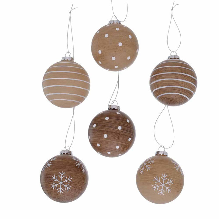 Boltze - Weihnachtskugel Holzoptik Braun Beige