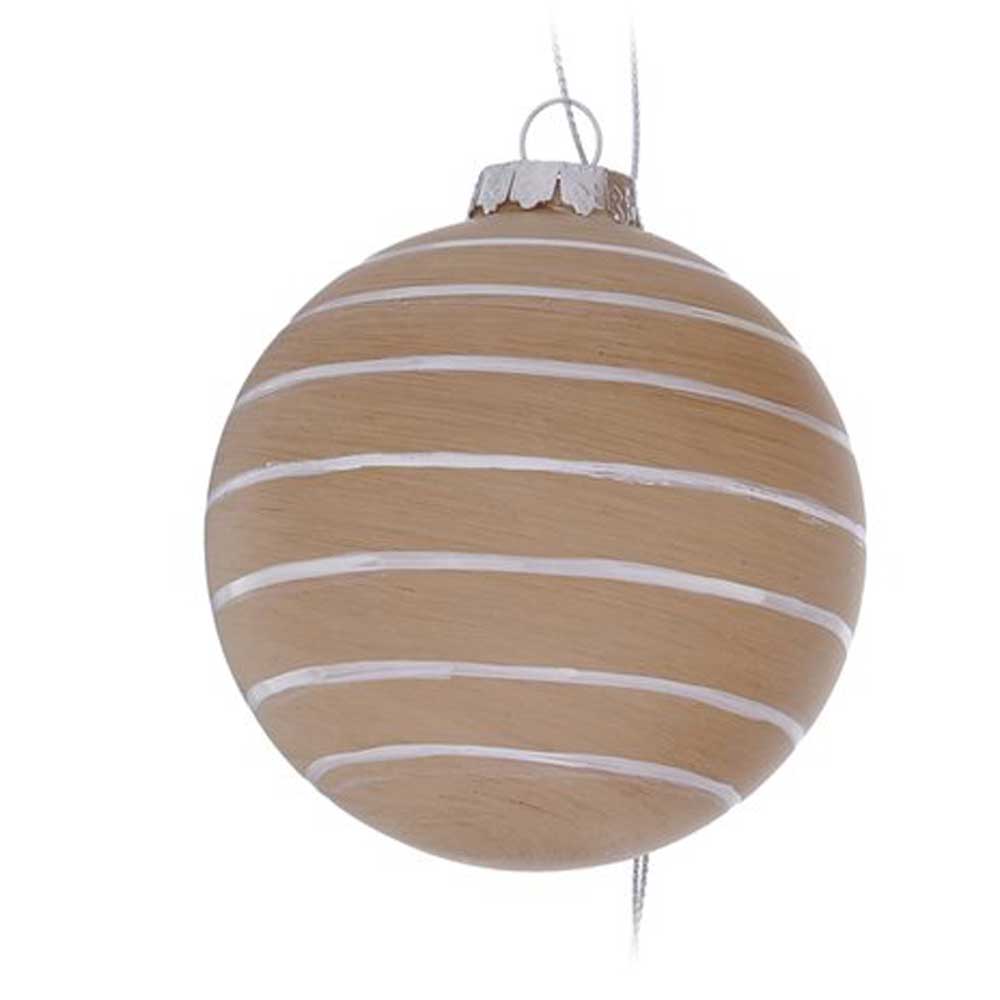 Boltze - Weihnachtskugel Holzoptik Braun Beige