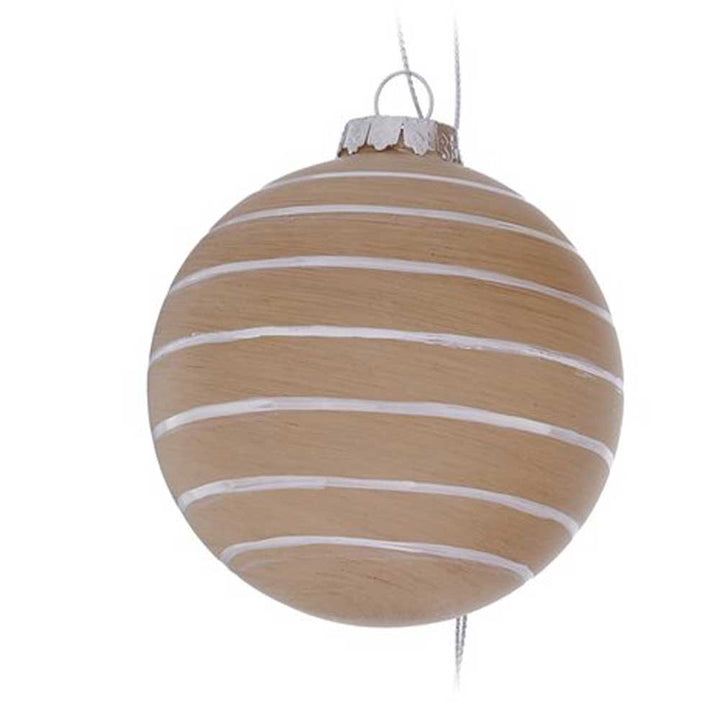 Boltze - Weihnachtskugel Holzoptik Braun Beige