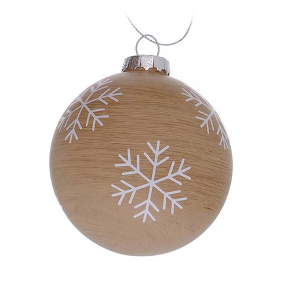 Boltze - Weihnachtskugel Holzoptik Braun Beige