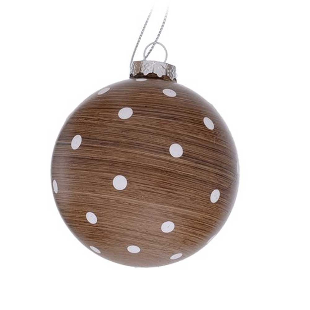 Boltze - Weihnachtskugel Holzoptik Braun Beige