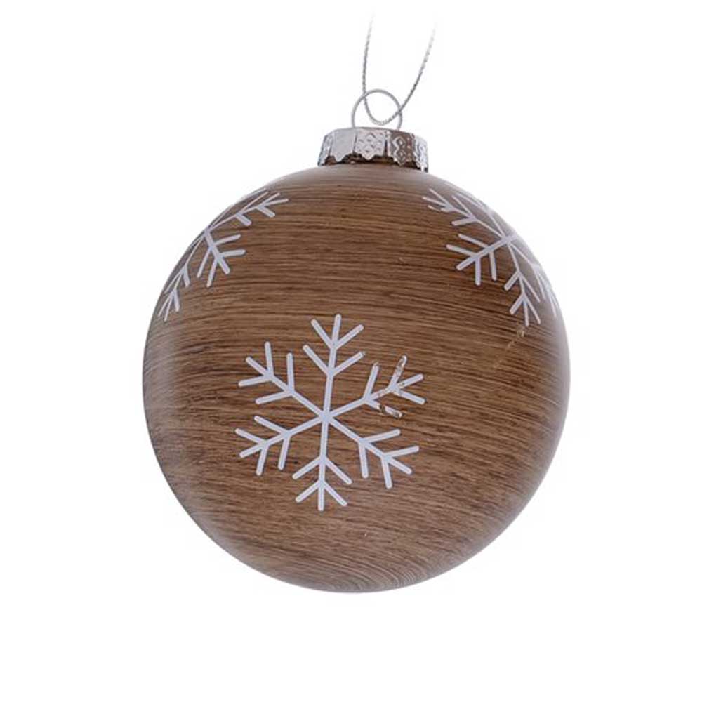 Boltze - Weihnachtskugel Holzoptik Braun Beige