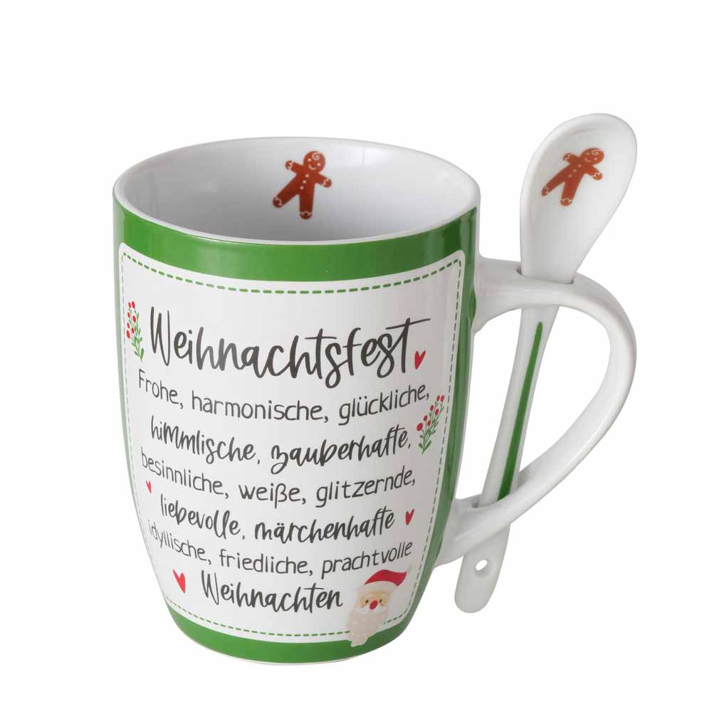 Boltze - Weihnachtstasse mit Spruch und Löffel Nollaig