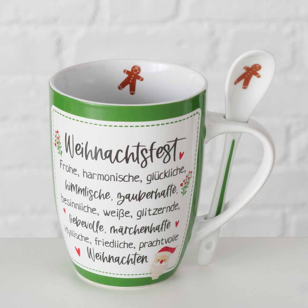 Boltze - Weihnachtstasse mit Spruch und Löffel Nollaig