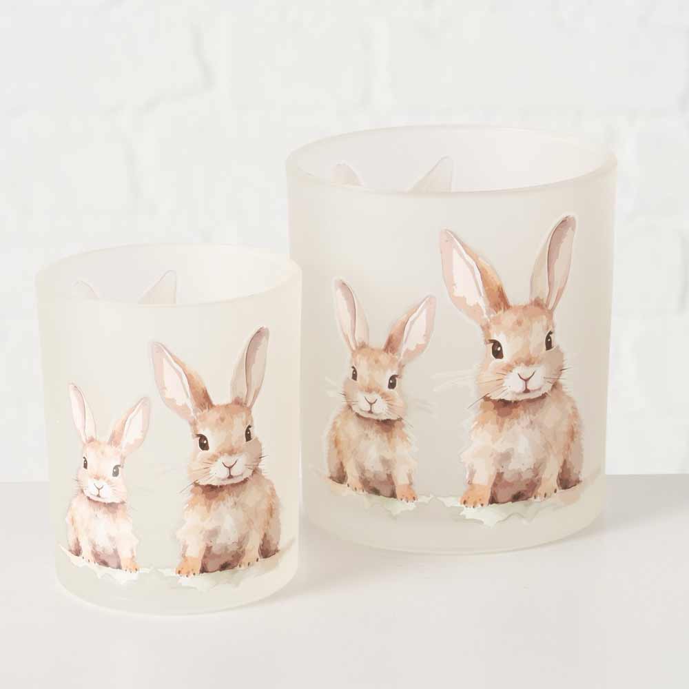 Boltze - Windlicht Hansi mit Hasenmotiv 2er-Set