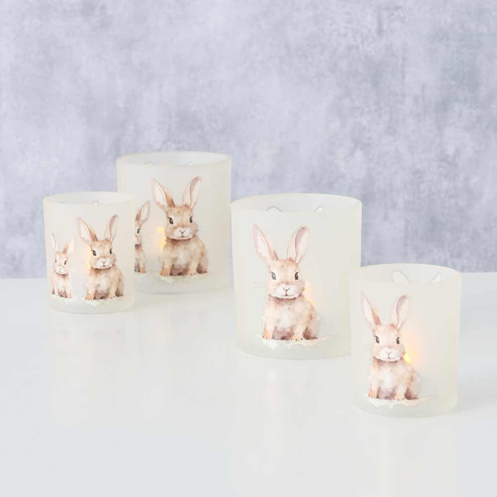 Boltze - Windlicht Hansi mit Hasenmotiv 2er-Set