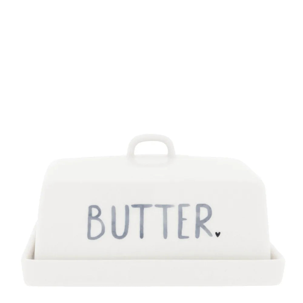 Bastion Collections - Butterdose aus Keramik mit Schriftzug BUTTER