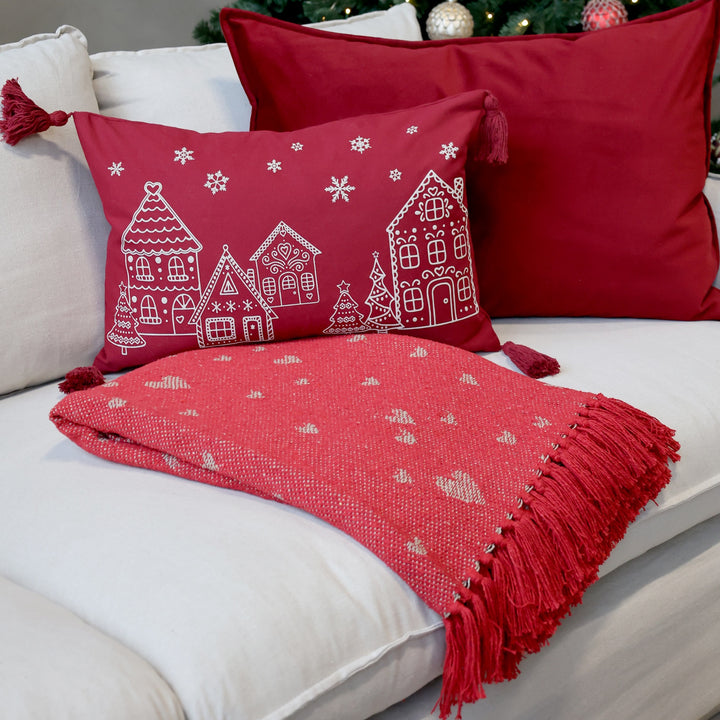 Chic Antique - Plaid Aix mit Herzen 150 x 130 cm cherry