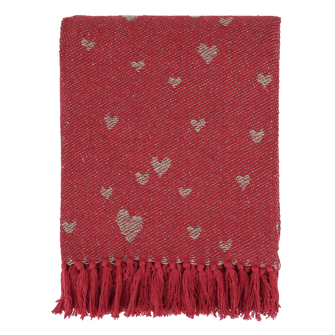 Chic Antique - Plaid Aix mit Herzen 150 x 130 cm cherry