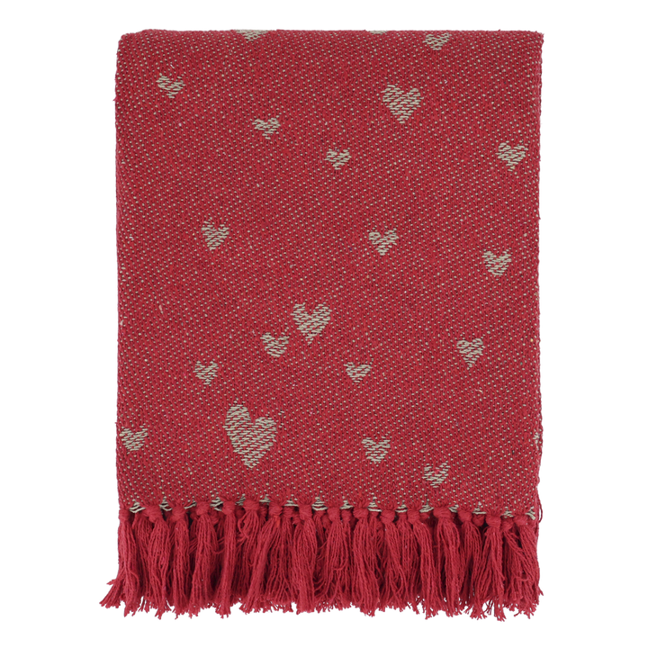 Chic Antique - Plaid Aix mit Herzen 150 x 130 cm cherry