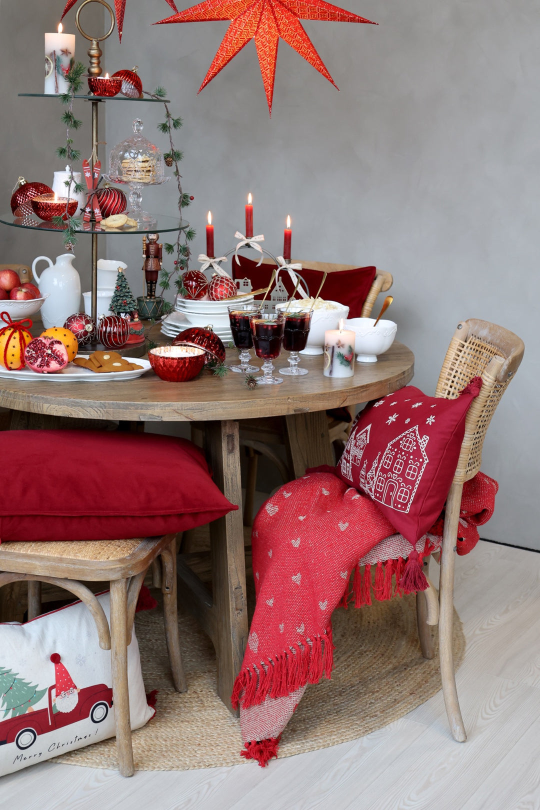Chic Antique - Plaid Aix mit Herzen 150 x 130 cm cherry