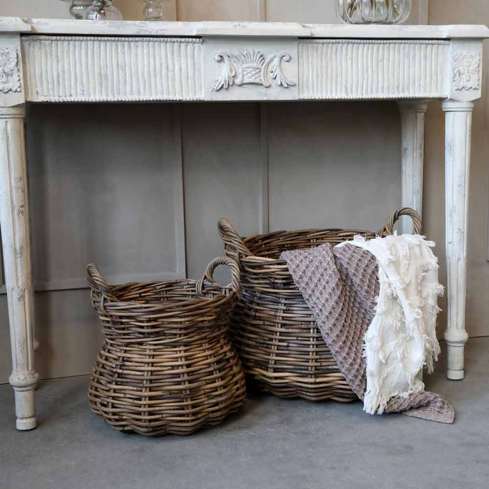 Chic Antique - Altfranzösische Körbe Rattan mit Henkel 2er-Set