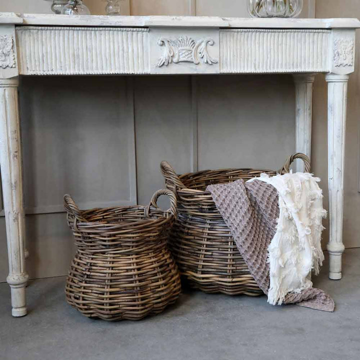 Chic Antique - Altfranzösische Körbe Rattan mit Henkel 2er-Set