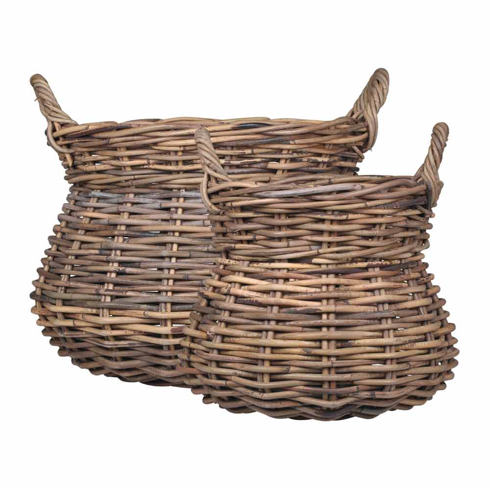 Chic Antique - Altfranzösische Körbe Rattan mit Henkel 2er-Set