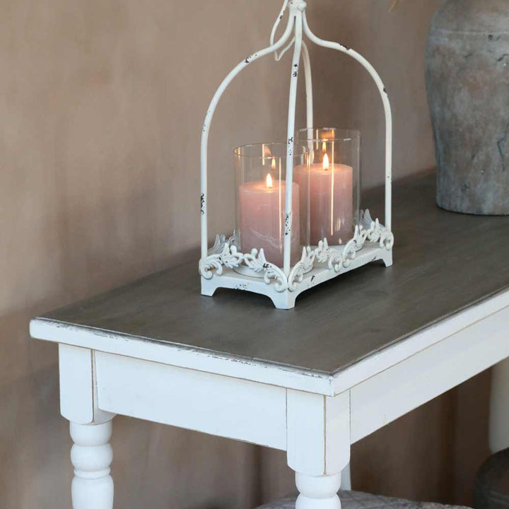 Chic Antique - Laterne mit zwei Windlichter Shabby Chic