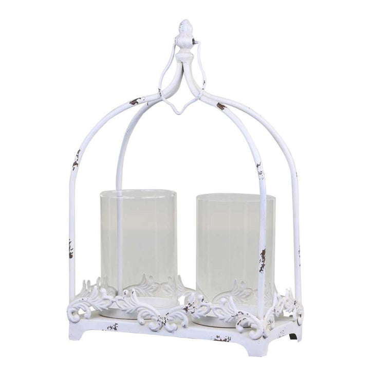 Chic Antique - Laterne mit zwei Windlichter Shabby Chic