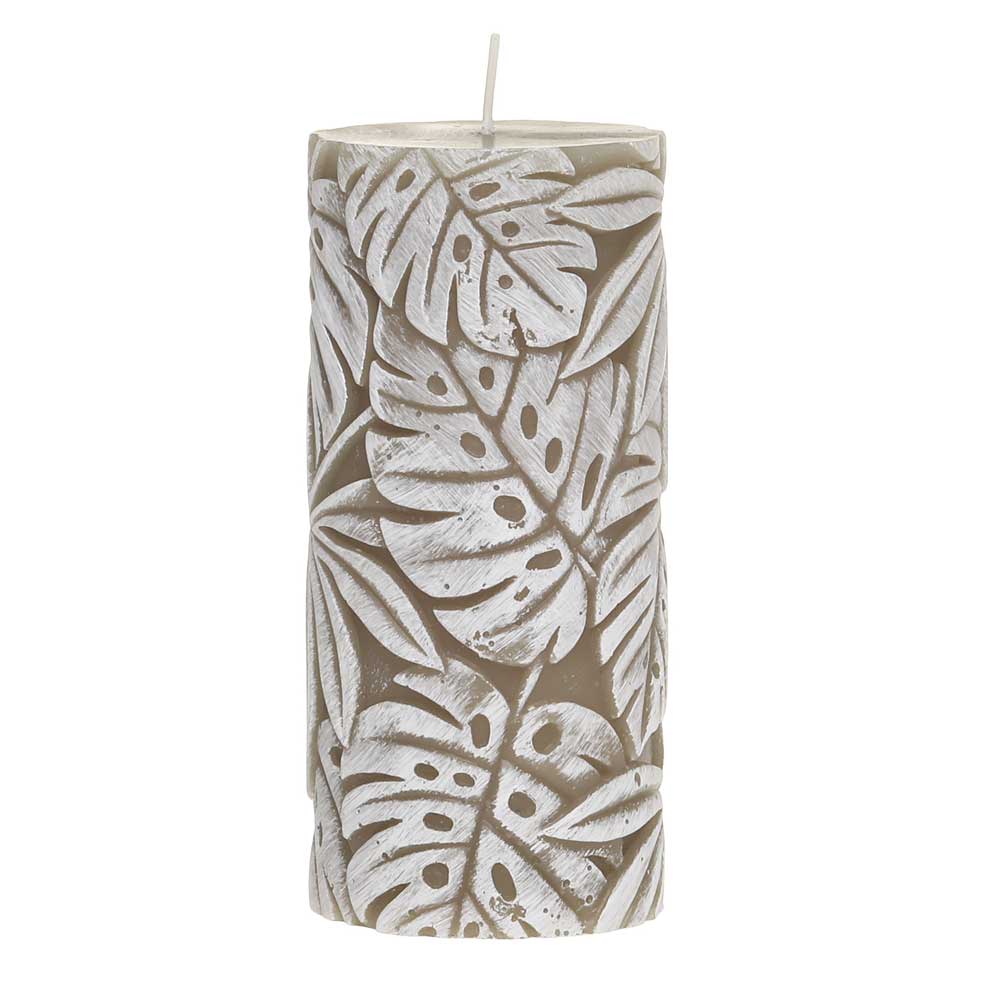 Chic Antique - Stumpenkerze mit Blattmuster Macon.