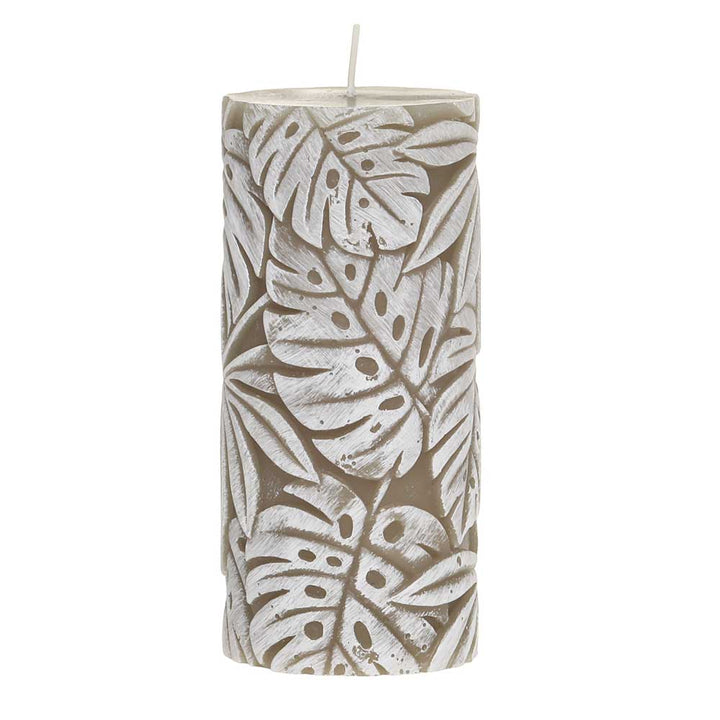 Chic Antique - Stumpenkerze mit Blattmuster Macon.