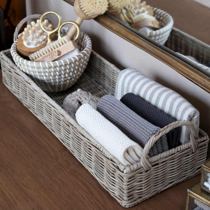 Chic Antique - Tablett Rattan geflochten mit Griffe länglich