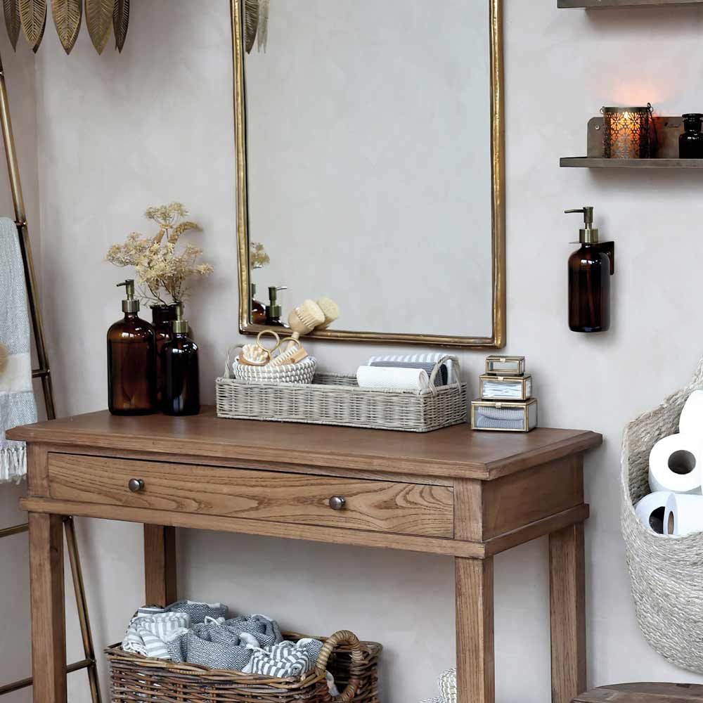 Chic Antique - Tablett Rattan geflochten mit Griffe länglich