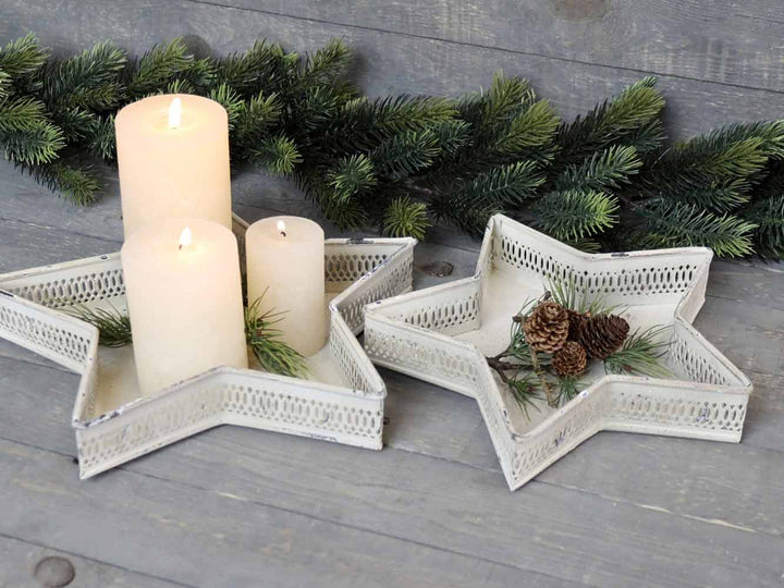 Chic Antique - Tablett mit Dekokante Sterne 2er-Set