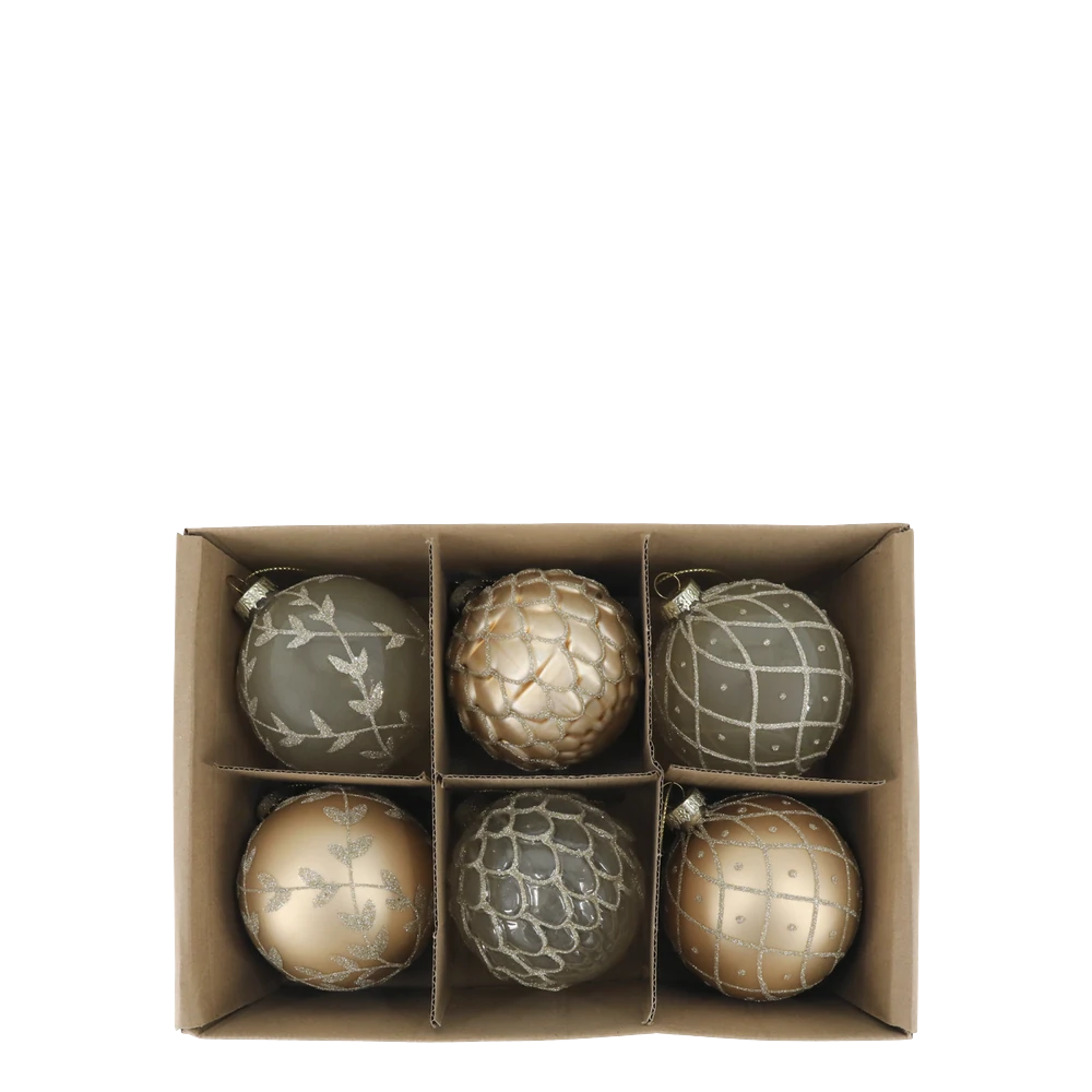 Chic Antique - Weihnachtskugel in einer Schachtel Set von 6 champagner
