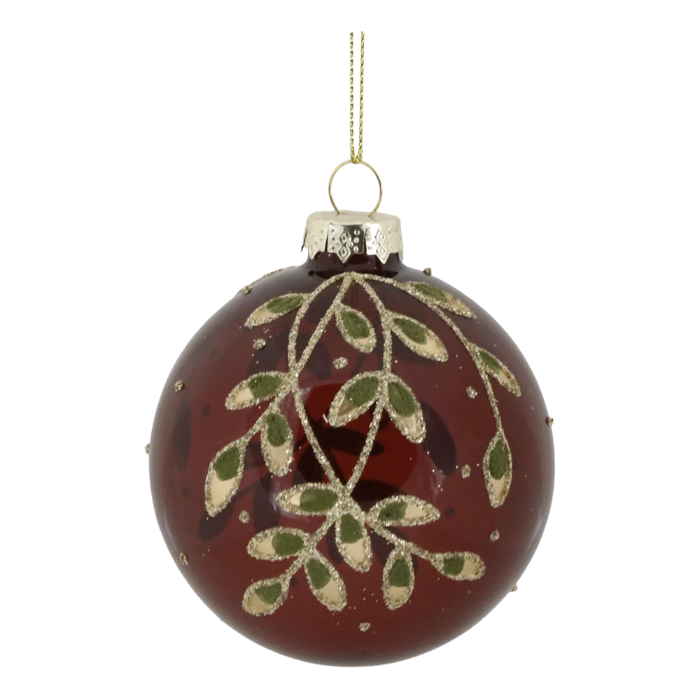 Chic Antique - Weihnachtskugel mit Blätter cherry