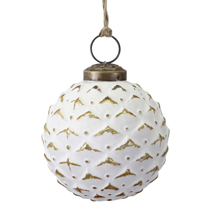 Chic Antique - Weihnachtskugel weiß gold rund
