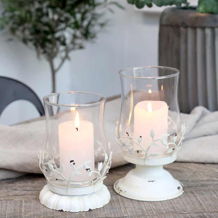 Chic Antique - Windlicht Metallfuß mit Blätter
