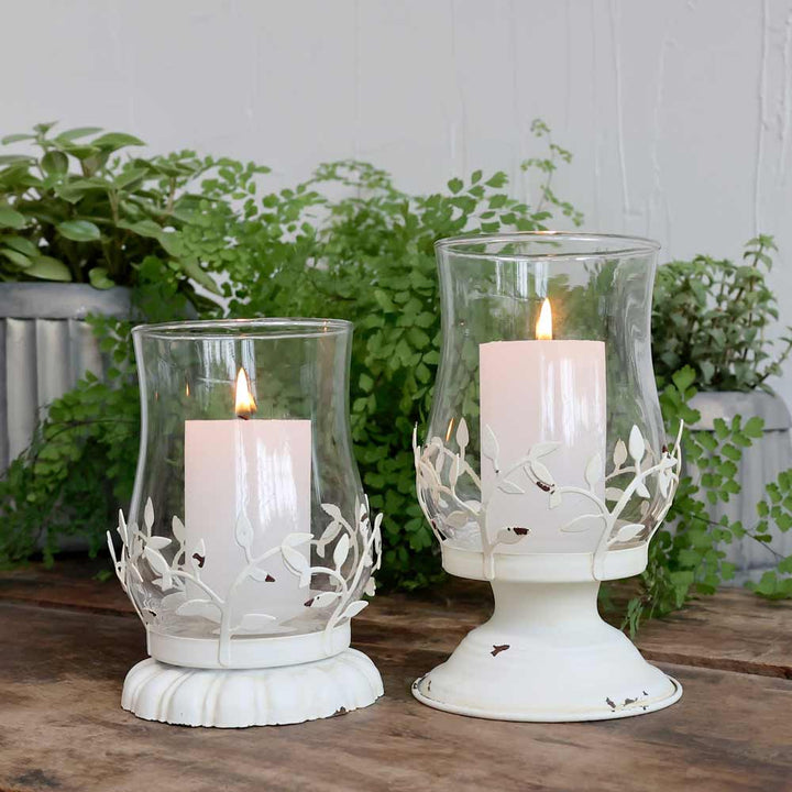 Chic Antique - Windlicht Metallfuß mit Blätter