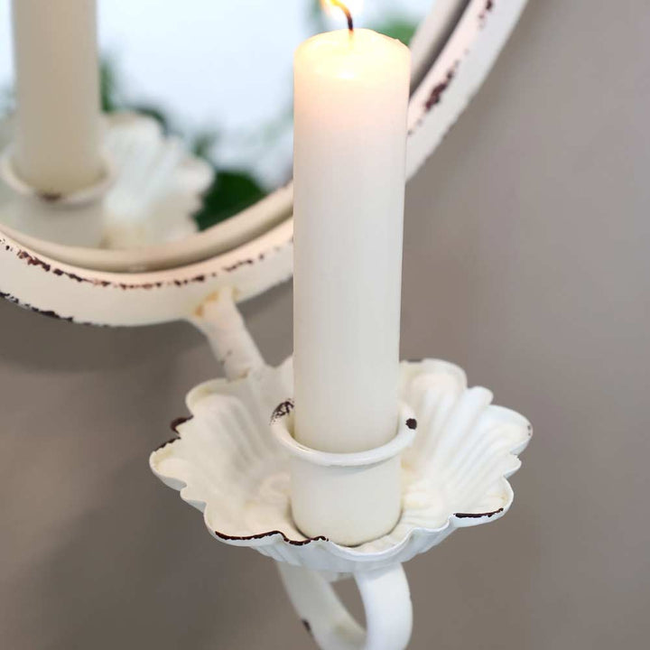 Chic Antique – Spiegel mit Stabkerzenhalter antique creme