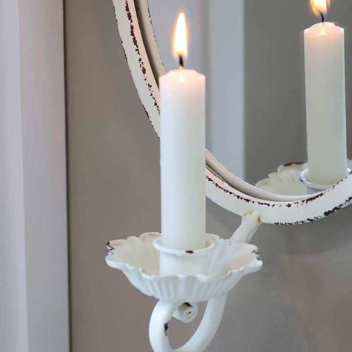 Chic Antique – Spiegel mit Stabkerzenhalter antique creme