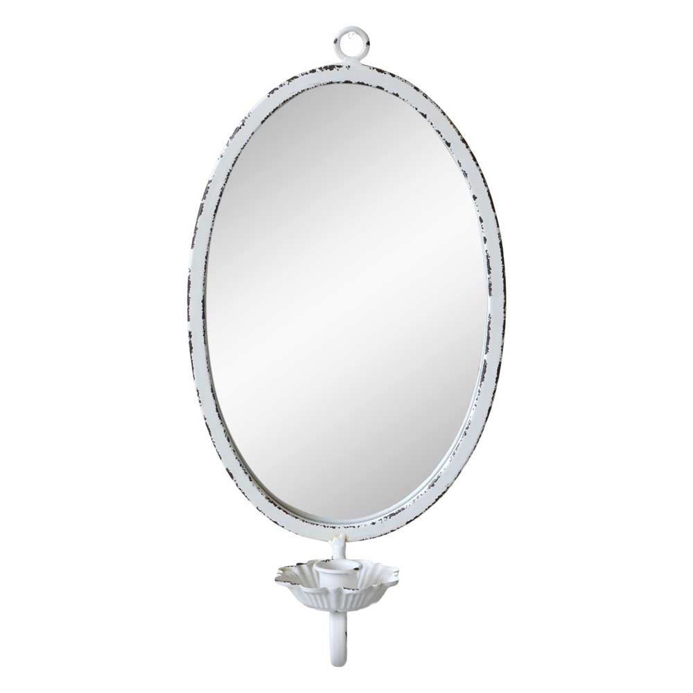 Chic Antique – Spiegel mit Stabkerzenhalter antique creme